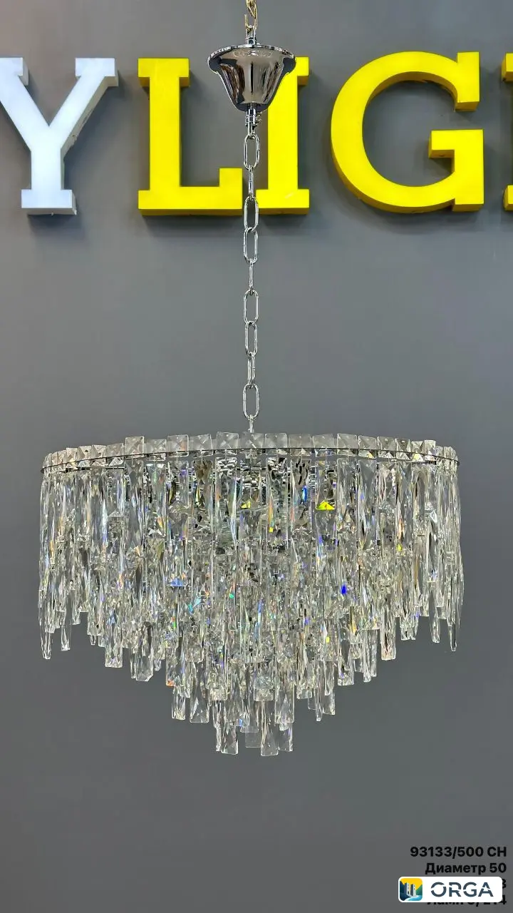 Люстра 93026/600CH, диаметр 60см, высота 50см, цоколь Е14, 11 ламп