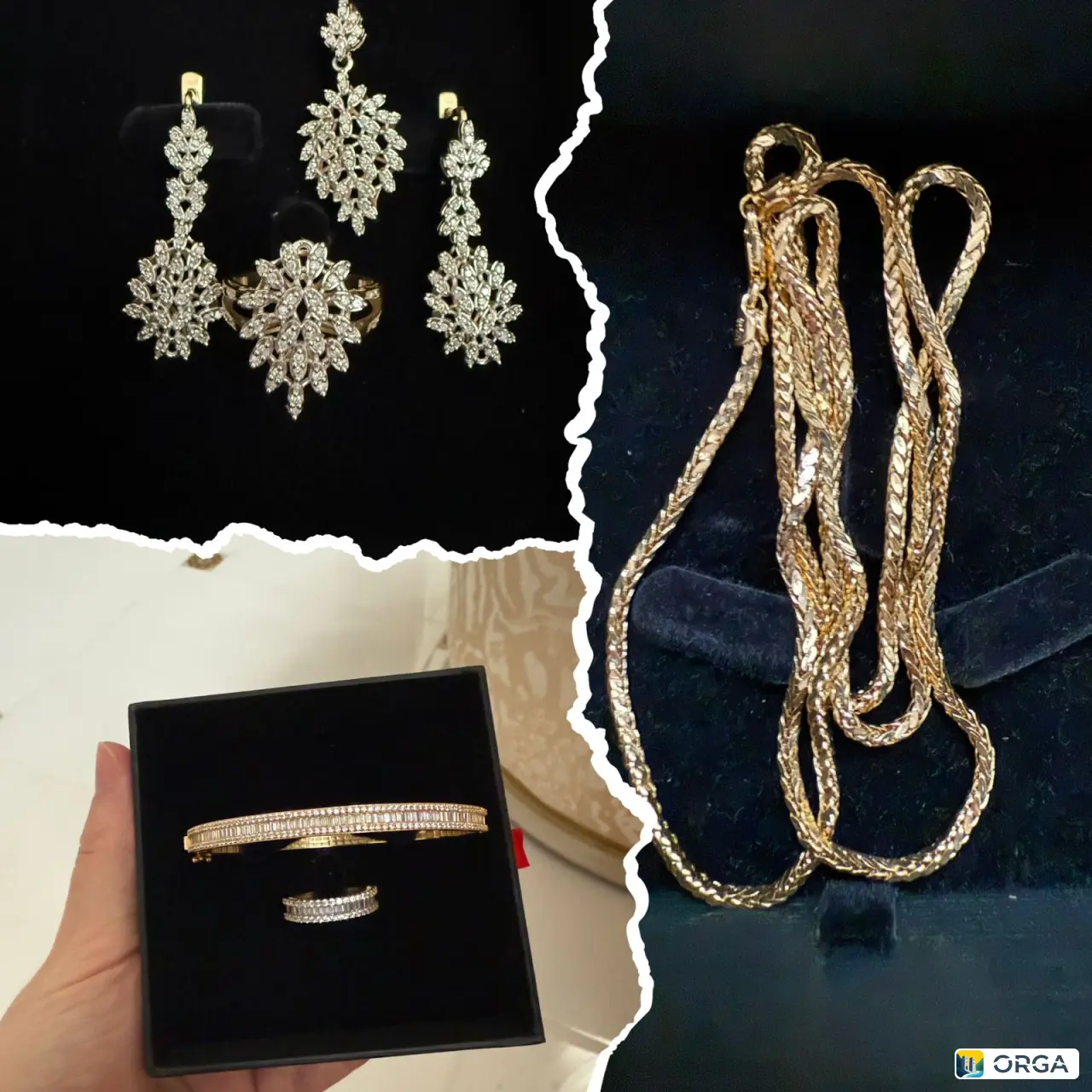 Бриллиантовый комплект: браслет с кольцом 585 пр, цепочка