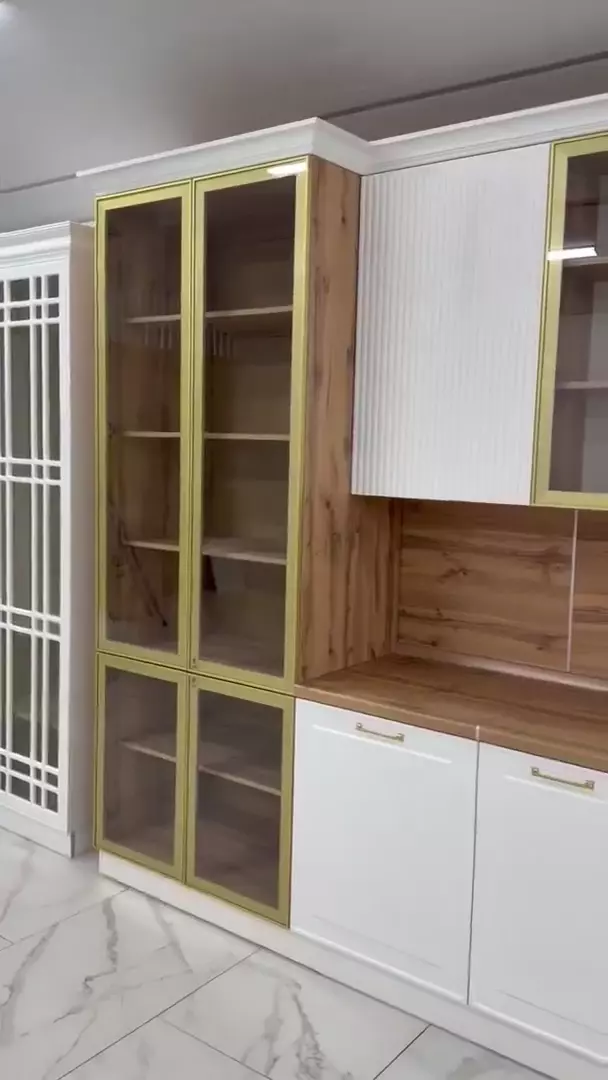 Кухонный гарнитур Джанетта, крашеный МДФ, дубвотан, 500x245 см, 125000 тыс