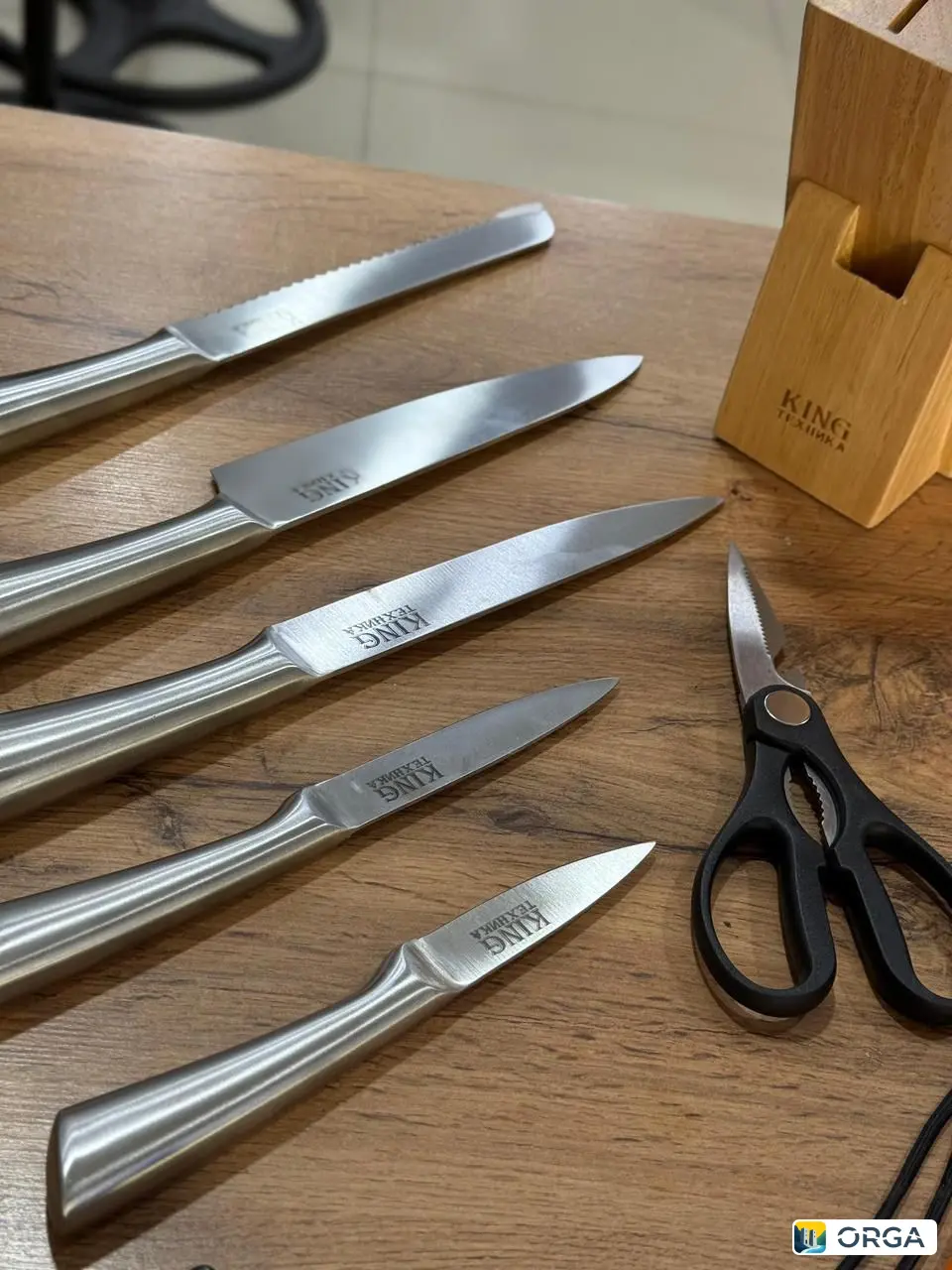 Набор кухонных ножей 6в1 + подставка King