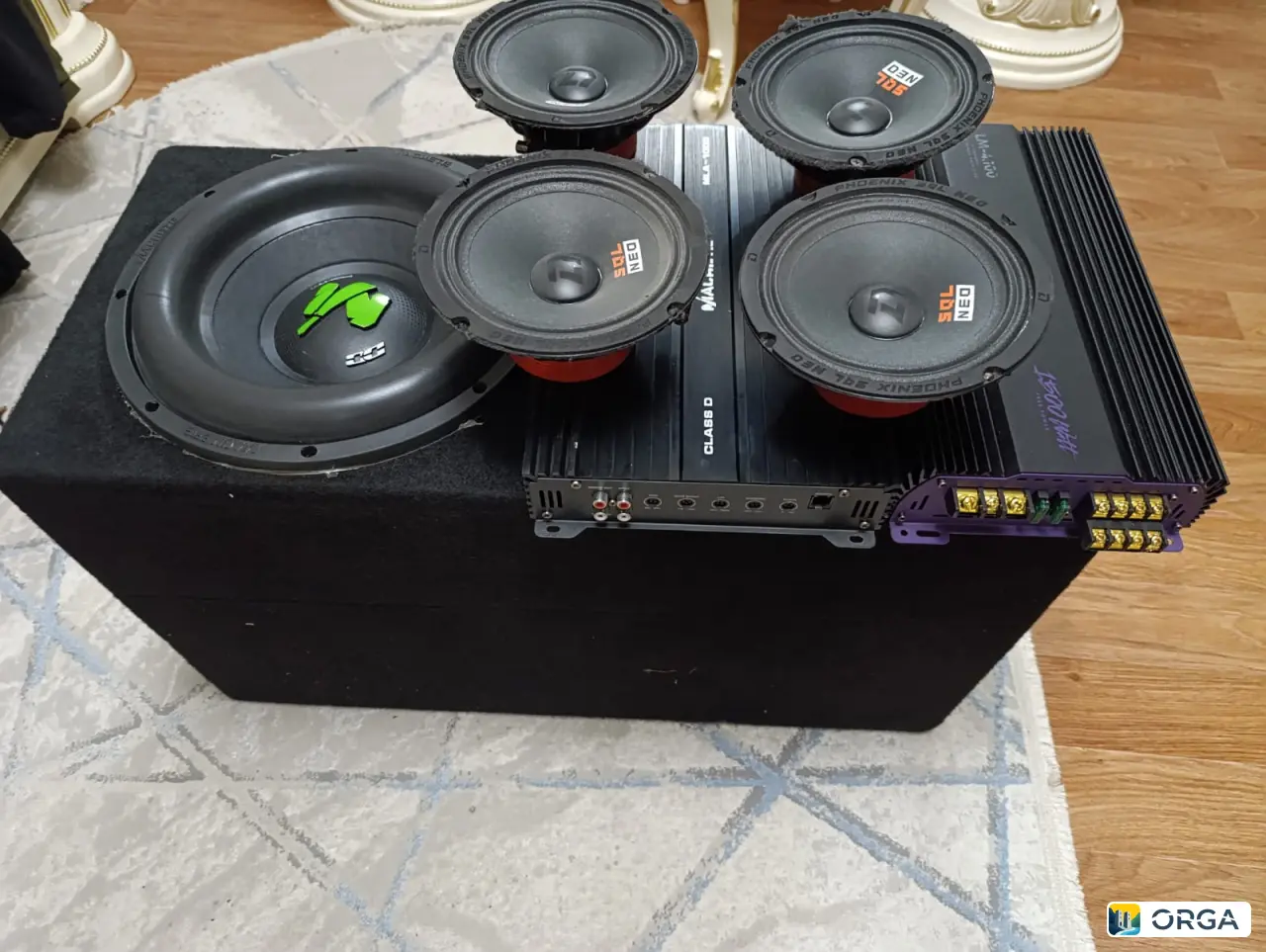 Автомобильный сабвуфер усилитель колонки 28т саб 12 R, динамики нео, уселители, проводка полный комплект