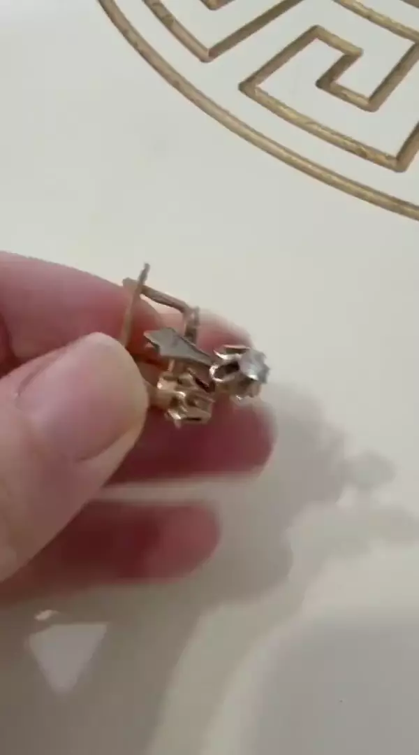 Серьги тюльпан СССР, 3.9 г, крупные бриллианты