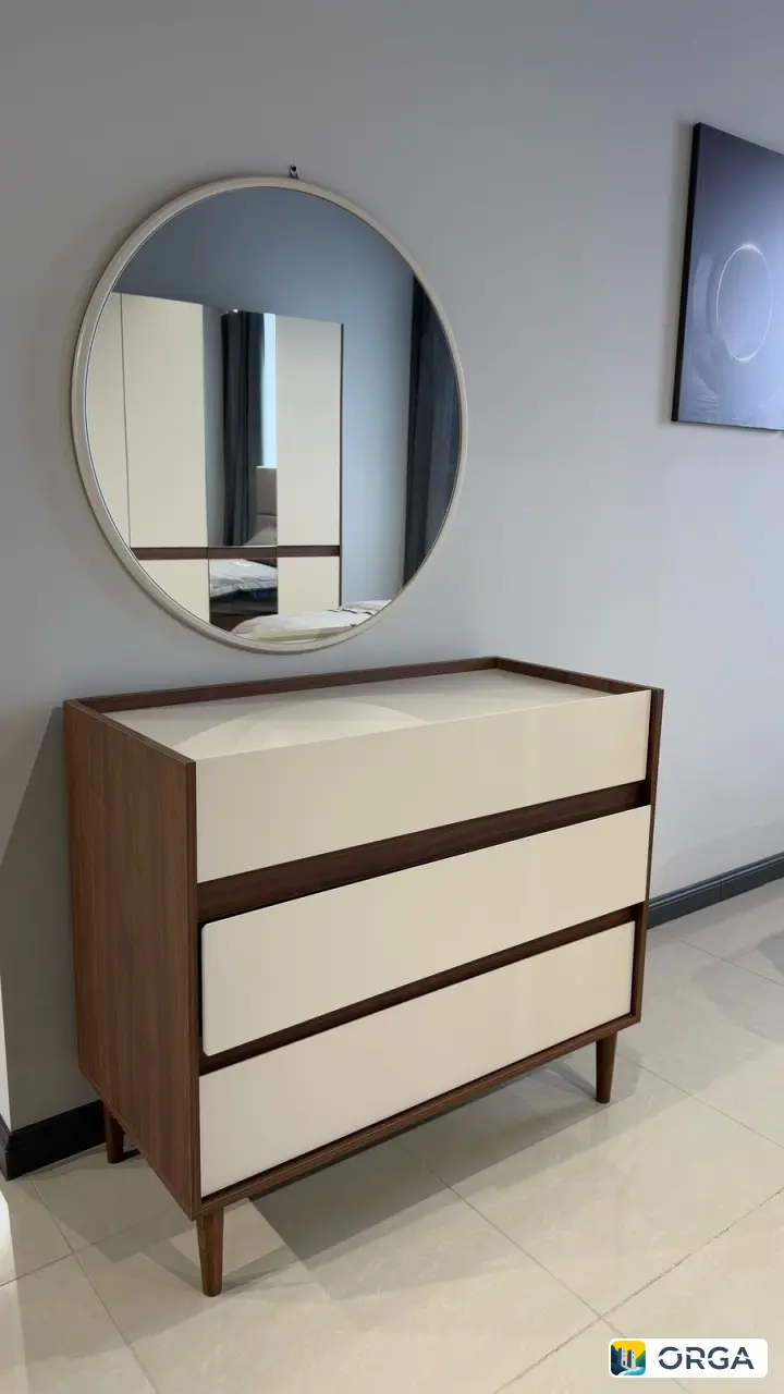 Спальня «Катрин» 6дв, гарнитур в стиле минимализм, цвет сатин, фасады с зеркальными вставками