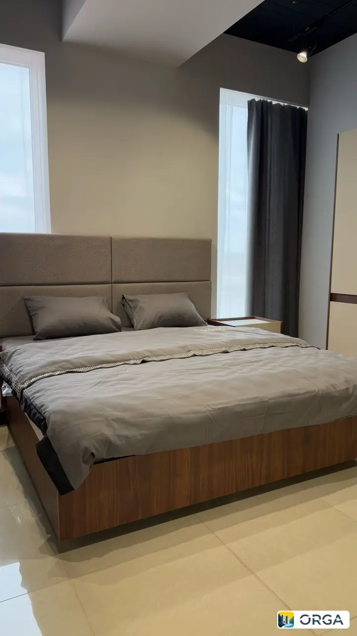 Спальня «Катрин» 6дв, гарнитур в стиле минимализм, цвет сатин, фасады с зеркальными вставками